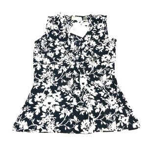 NWT Liz Claiborne Blue/White Floral V-Neck Style REMUF101 Small